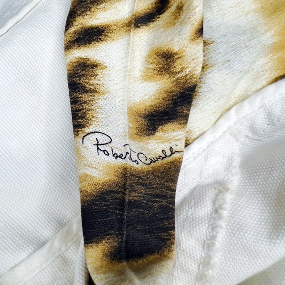 Rare Roberto Cavalli Y2K White Denim Jacket Yellow & Gold Floral Print - Size 40 - Picture 11 of 11